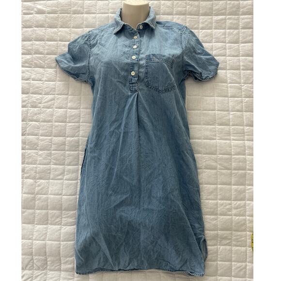 GAP Womens Dress Blue Cha,bray Knee Length Summer Casual Bohemian Retro XS - Picture 1 of 7